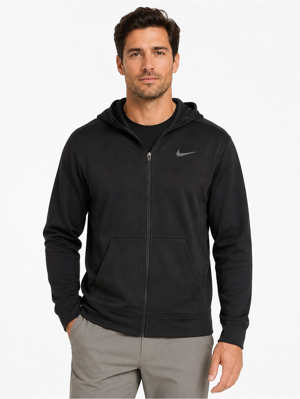 Nike Dri-FIT Men’s XXL Black Full Zip Hooded Training Jacket Reflective Logo